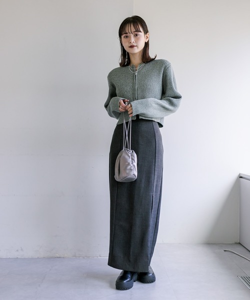 mystic（ミスティック）の「【３色展開】メランジWZIPニット（ニット/セーター・レディース・ブラック/ベージュ/グリーン・FREE）」の17枚目の写真