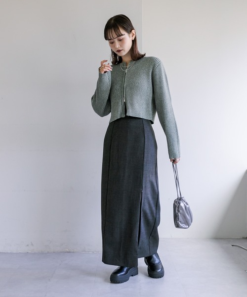 mystic（ミスティック）の「【３色展開】メランジWZIPニット（ニット/セーター・レディース・ブラック/ベージュ/グリーン・FREE）」の18枚目の写真