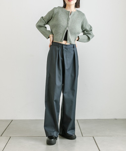 mystic（ミスティック）の「【３色展開】メランジWZIPニット（ニット/セーター・レディース・ブラック/ベージュ/グリーン・FREE）」の21枚目の写真