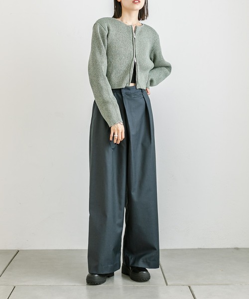 mystic（ミスティック）の「【３色展開】メランジWZIPニット（ニット/セーター・レディース・ブラック/ベージュ/グリーン・FREE）」の20枚目の写真