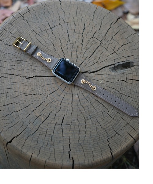 zandy(ズィーアンドワイ)の「zandy ズィー・アンド・ワイ/ Apple Watch バンド チェーン飾り PUレザー ヴィンテージ風 アップルウォッチベルト ユニセックス【チェーンカザリレザーバンド】 //// leather13(デジタル腕時計・メンズ・ダークブラウン/ブラウン/グリーン/グレー/ブラック/グレイッシュベージュ・S/M)」の5枚目の写真