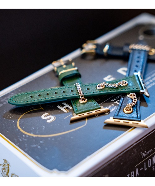 zandy(ズィーアンドワイ)の「zandy ズィー・アンド・ワイ/ Apple Watch バンド チェーン飾り PUレザー ヴィンテージ風 アップルウォッチベルト ユニセックス【チェーンカザリレザーバンド】 //// leather13(デジタル腕時計・メンズ・ダークブラウン/ブラウン/グリーン/グレー/ブラック/グレイッシュベージュ・S/M)」の6枚目の写真