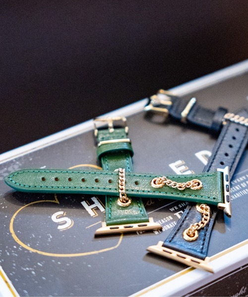 zandy(ズィーアンドワイ)の「zandy ズィー・アンド・ワイ/ Apple Watch バンド チェーン飾り PUレザー ヴィンテージ風 アップルウォッチベルト ユニセックス【チェーンカザリレザーバンド】 //// leather13(デジタル腕時計・メンズ・ダークブラウン/ブラウン/グリーン/グレー/ブラック/グレイッシュベージュ・S/M)」の12枚目の写真