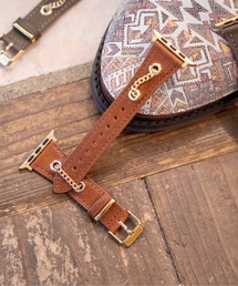 zandy（ズィーアンドワイ）の「zandy ズィー・アンド・ワイ/ Apple Watch バンド チェーン飾り PUレザー ヴィンテージ風 アップルウォッチベルト ユニセックス【チェーンカザリレザーバンド】 //// leather13（デジタル腕時計）」
