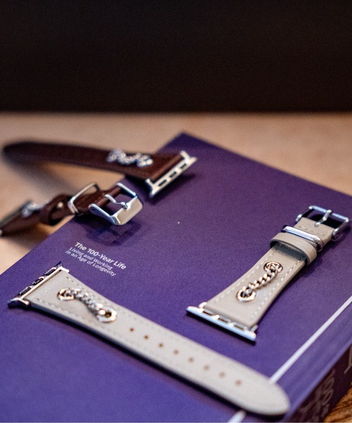 zandy(ズィーアンドワイ)の「zandy ズィー・アンド・ワイ/ Apple Watch バンド チェーン飾り PUレザー ヴィンテージ風 アップルウォッチベルト ユニセックス【チェーンカザリレザーバンド】 //// leather13(デジタル腕時計・メンズ・ダークブラウン/ブラウン/グリーン/グレー/ブラック/グレイッシュベージュ・S/M)」の8枚目の写真
