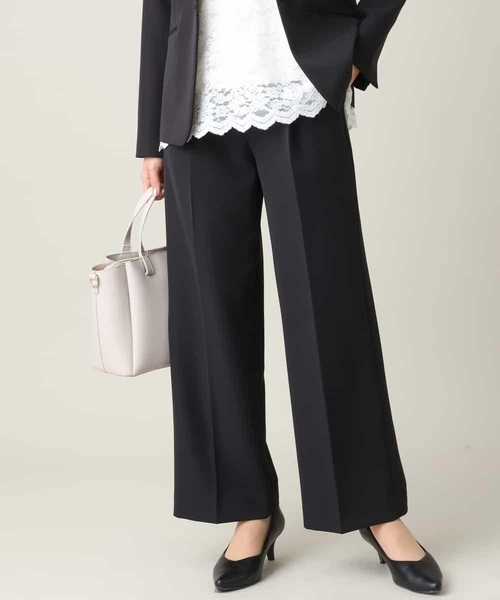 a.v.v（アーヴェヴェ）の「【洗える/イージーケア】ダブルクロスワイドストレートパンツ（スーツパンツ・レディース・ブラック/ネイビー/ライトグレー・38/40/34/36/42）」の2枚目の写真