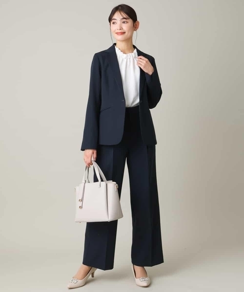 a.v.v（アーヴェヴェ）の「【洗える/イージーケア】ダブルクロスワイドストレートパンツ（スーツパンツ・レディース・ブラック/ネイビー/ライトグレー・38/40/34/36/42）」の20枚目の写真