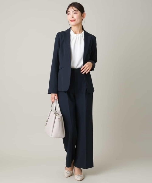 a.v.v（アーヴェヴェ）の「【洗える/イージーケア】ダブルクロスワイドストレートパンツ（スーツパンツ・レディース・ブラック/ネイビー/ライトグレー・38/40/34/36/42）」の22枚目の写真