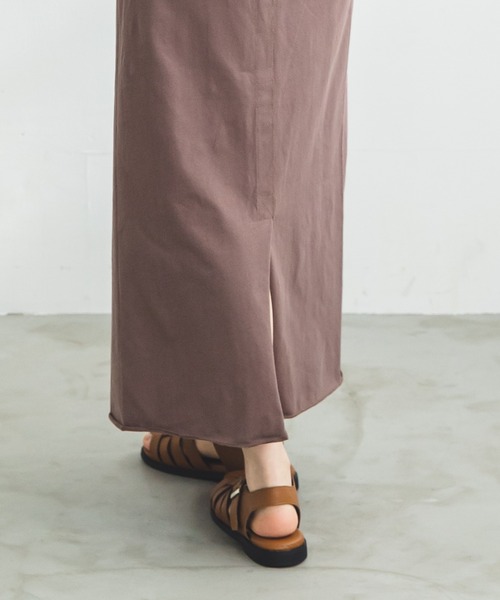 pairmanon(ペアマノン)の「【プレミアムコットン100】【ママサイズ】天竺ロング丈ラップスカート(スカート・レディース・モカ/ラベンダー・FREE)」の3枚目の写真
