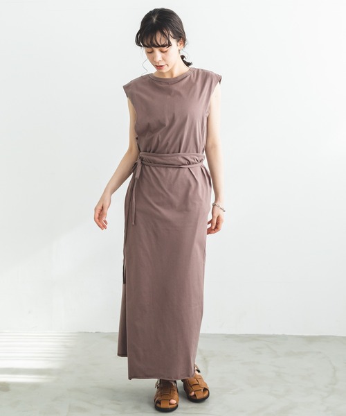 pairmanon(ペアマノン)の「【プレミアムコットン100】【ママサイズ】天竺ロング丈ラップスカート(スカート・レディース・モカ/ラベンダー・FREE)」の4枚目の写真