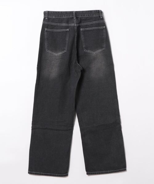 HOOK(フック)の「切りっぱなし横切り替えデニムワイドパンツ(デニムパンツ・メンズ・ブラック・XXL/M/L/XL)」の12枚目の写真