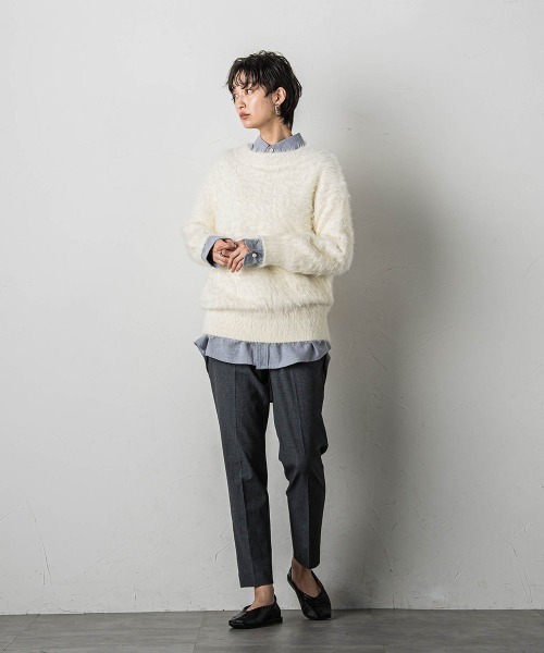 MAYSON GREY（メイソングレイ）の「クルーネックシャギーニットプルオーバー（ニット/セーター・レディース・オフホワイト/ネイビー/グリーン・M）」の14枚目の写真