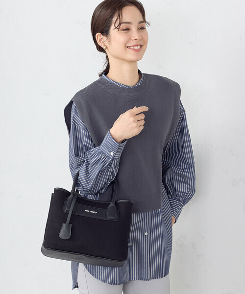 MONO　COMME CA（モノコムサ）の「キャンバストート（トートバッグ・レディース・ブラック/ライトグレー/キナリ・FREE）」の5枚目の写真