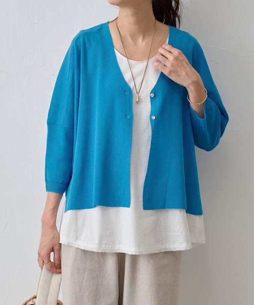 BEARDSLEY(ビアズリー)の「サラッとカーディガン(カーディガン/ボレロ・レディース・ホワイト/ブルー/ブラック/ピンク/ライトグレー/オレンジ/サンドベージュ/ブルー系その他・FREE)」の6枚目の写真