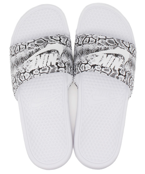 NIKE（ナイキ）の「ウィメンズ ナイキ ベナッシ サンダル スネーク NIKE WMNS BENNASI JDI PRINT 618919（ビーチサンダル・レディース・ホワイト/ブラック・23cm/29cm/24cm/28cm）」の9枚目の写真