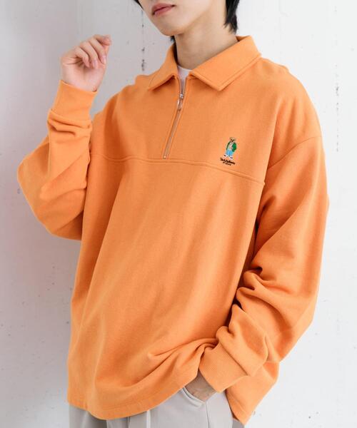 SENSE OF PLACE by URBAN RESEARCH(センスオブプレイスバイアーバンリサーチ)の「『別注』『ユニセックス』TeddyBear×SOP テディベアハーフZIPスウェット(スウェット・メンズ・オートミール/オレンジ/チャコールグレー・MEDIUM/LARGE)」の6枚目の写真