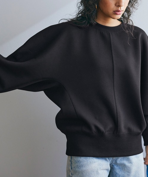 coca(coca)(コカ)の「ハリ感ダンボールコクーン袖トップス(スウェット・レディース・アイボリー/ブラック・M/L)」の4枚目の写真