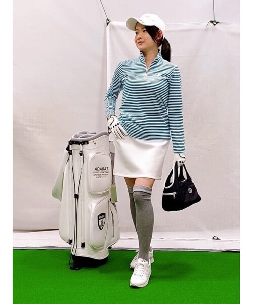 adabat（アダバット）の「◆【UVカット/吸水速乾】ボーダーデザイン ハーフジップ長袖プルオーバー（Tシャツ/カットソー・レディース・ピンク系7/ネイビー系2/グリーン系その他4・42/40/38/36）」の7枚目の写真