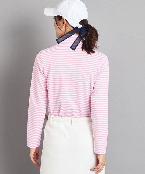 adabat（アダバット）の「◆【UVカット/吸水速乾】ボーダーデザイン ハーフジップ長袖プルオーバー（Tシャツ/カットソー・レディース・ピンク系7/ネイビー系2/グリーン系その他4・42/40/38/36）」の9枚目の写真