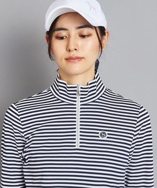 adabat（アダバット）の「◆【UVカット/吸水速乾】ボーダーデザイン ハーフジップ長袖プルオーバー（Tシャツ/カットソー・レディース・ピンク系7/ネイビー系2/グリーン系その他4・42/40/38/36）」の17枚目の写真