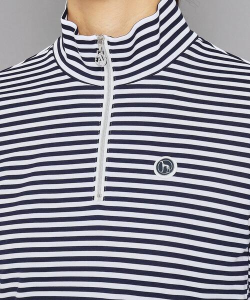 adabat（アダバット）の「◆【UVカット/吸水速乾】ボーダーデザイン ハーフジップ長袖プルオーバー（Tシャツ/カットソー・レディース・ピンク系7/ネイビー系2/グリーン系その他4・42/40/38/36）」の18枚目の写真