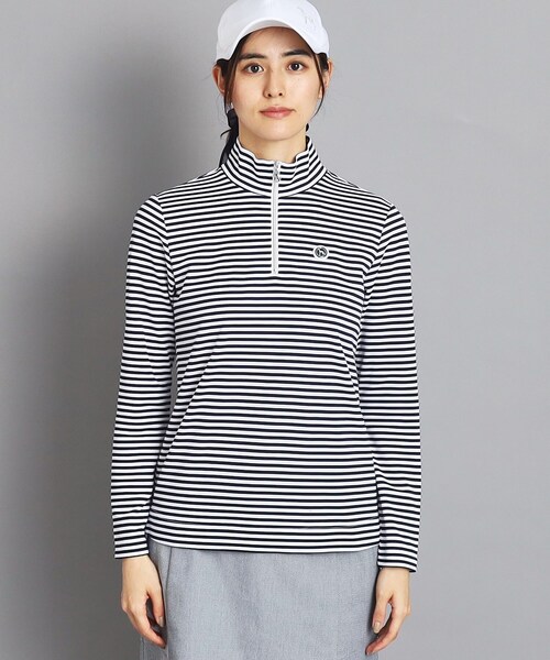 adabat（アダバット）の「◆【UVカット/吸水速乾】ボーダーデザイン ハーフジップ長袖プルオーバー（Tシャツ/カットソー・レディース・ピンク系7/ネイビー系2/グリーン系その他4・42/40/38/36）」の21枚目の写真