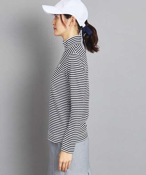 adabat（アダバット）の「◆【UVカット/吸水速乾】ボーダーデザイン ハーフジップ長袖プルオーバー（Tシャツ/カットソー・レディース・ピンク系7/ネイビー系2/グリーン系その他4・42/40/38/36）」の22枚目の写真