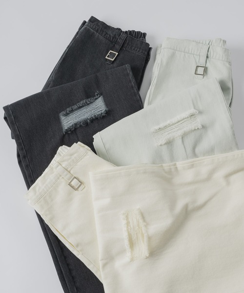 DOOPZ（ドープス）の「Damage Wide Buggy Denim - ダメージワイドバギーデニム（デニムパンツ・メンズ・ライトブルー/ブラック/ホワイト・LARGE/MEDIUM/SMALL）」の16枚目の写真