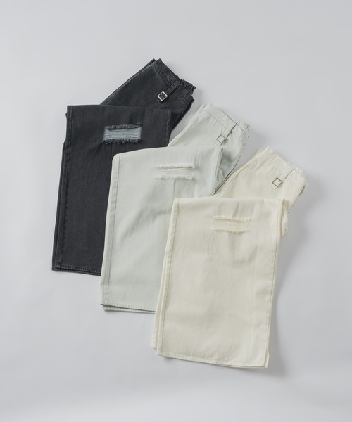 DOOPZ（ドープス）の「Damage Wide Buggy Denim - ダメージワイドバギーデニム（デニムパンツ・メンズ・ライトブルー/ブラック/ホワイト・LARGE/MEDIUM/SMALL）」の18枚目の写真