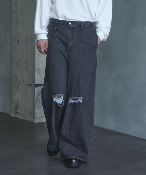 Damage Wide Buggy Denim - ダメージワイドバギーデニム（デニム