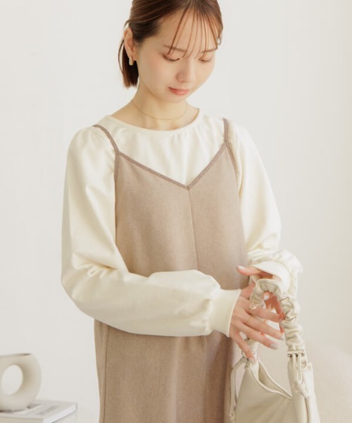 flower(フラワー)の「デイリーパフトップ(Tシャツ/カットソー・レディース・アイボリー/グレー・FREE)」の1枚目の写真