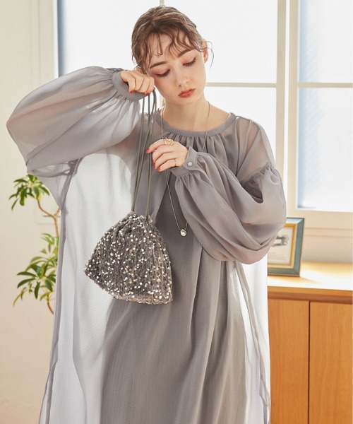 ANGIE（アンジー）の「ボリュームスリーブ シアーワンピース