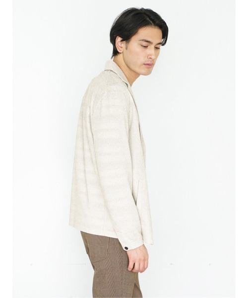TAKA-Q(タカキュー)の「タカキュー メッシュドビー鹿の子 2ボタン カット ジャケット(カーディガン/ボレロ・メンズ・ベージュ/ブルー/ネイビー・LARGE/MEDIUM/X-LARGE)」の7枚目の写真
