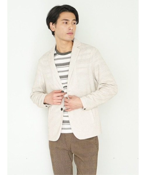 TAKA-Q(タカキュー)の「タカキュー メッシュドビー鹿の子 2ボタン カット ジャケット(カーディガン/ボレロ・メンズ・ベージュ/ブルー/ネイビー・LARGE/MEDIUM/X-LARGE)」の4枚目の写真
