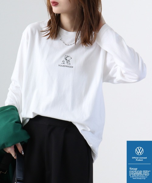 Volkswagen（フォルクスワーゲン）の「PEANUTS×Volks wagen 　長袖プリントＴシャツ（Tシャツ/カットソー・メンズ・ホワイト/ブラック・S/M/L/LL）」の5枚目の写真