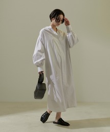 SALON adam et rope' | 【ZOZOTOWN限定】ボリュームスリーブロングシャツワンピース(シャツワンピース)