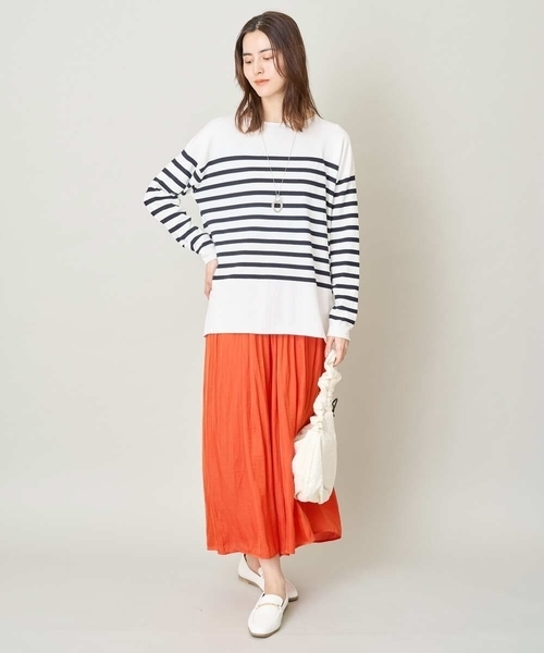 a.v.v（アーヴェヴェ）の「ロールアップリラクシングボーダーニット（ニット/セーター・レディース・ネイビー/ライトピンク/アイボリー/チャコールグレー・42/40/38/36/34）」の12枚目の写真