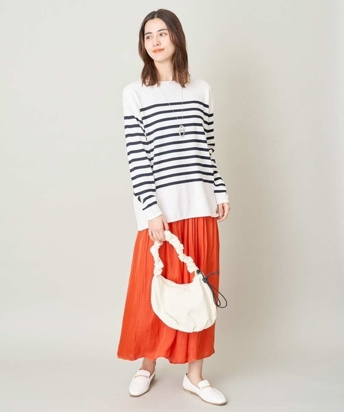 a.v.v（アーヴェヴェ）の「ロールアップリラクシングボーダーニット（ニット/セーター・レディース・ネイビー/ライトピンク/アイボリー/チャコールグレー・42/40/38/36/34）」の13枚目の写真