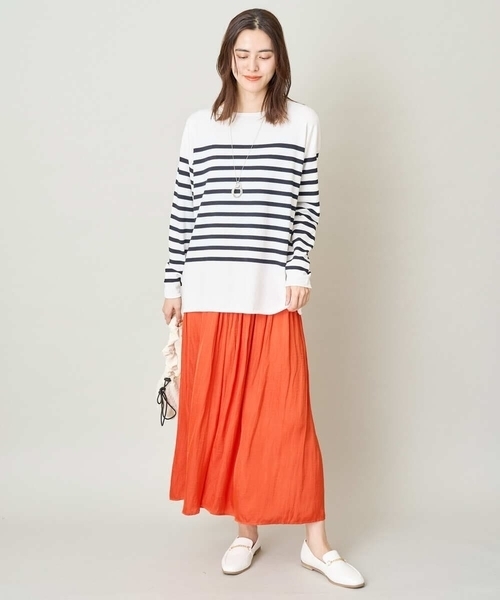 a.v.v（アーヴェヴェ）の「ロールアップリラクシングボーダーニット（ニット/セーター・レディース・ネイビー/ライトピンク/アイボリー/チャコールグレー・42/40/38/36/34）」の14枚目の写真