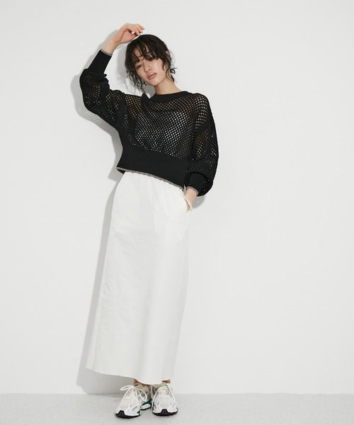 ADAM ET ROPE'（アダムエロペ）の「GIMA加工コットンアイレットニット（ニット/セーター・レディース・ブラック/ホワイト/ミント・FREE）」の4枚目の写真