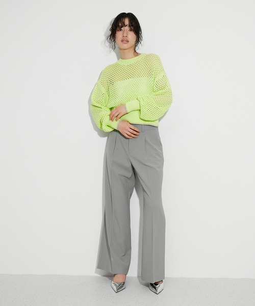 ADAM ET ROPE'（アダムエロペ）の「GIMA加工コットンアイレットニット（ニット/セーター・レディース・ブラック/ホワイト/ミント・FREE）」の6枚目の写真