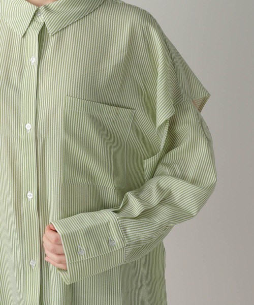 FOREVER 21（フォーエバー トゥエンティーワン）の「スリットストライプシャツ（シャツ/ブラウス・レディース・ブルー/グリーン/ピンク・FREE）」の22枚目の写真