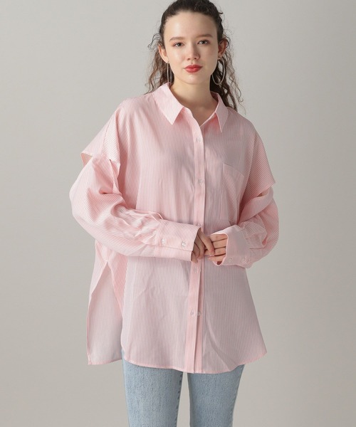 FOREVER 21（フォーエバー トゥエンティーワン）の「スリットストライプシャツ（シャツ/ブラウス・レディース・ブルー/グリーン/ピンク・FREE）」の11枚目の写真