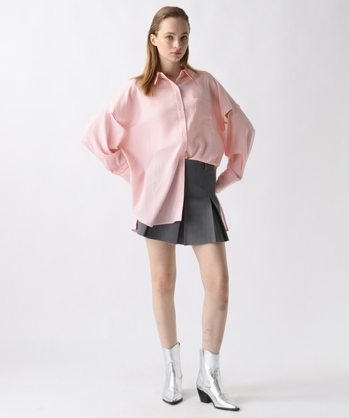 OUR ストライプシャツ　ブラウス スリットストライプシャツ（シャツ/ブラウス）｜FOREVER 21