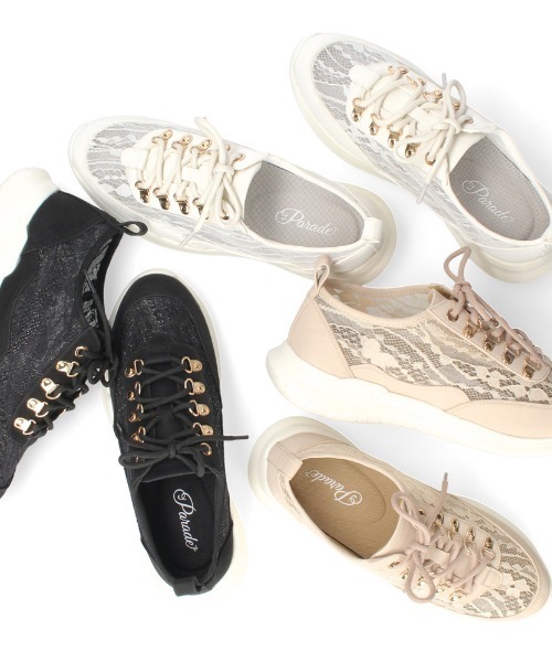 Parade（パレード）の「軽量チュールレーススニーカー　991701（スニーカー・レディース・ベージュ/ホワイト/ブラック・22.5cm/23.0cm/23.5cm/24.5cm/25.0cm/25.5cm/26.0cm/24.0cm）」の5枚目の写真