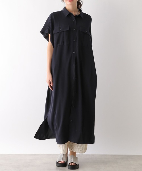 LEPSIM（レプシィム）の「マルチメリットカルゼワンピースSS　992051（ワンピース・レディース・ネイビー/チャコールグレー/ベージュ/ライトグリーン・FREE）」の4枚目の写真