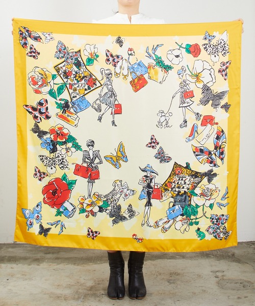 SHIZUTA(シズタ)の「SZT:SHIZUTA 110cm×110cm 超大判スカーフ(バンダナ/スカーフ・レディース・ミント/イエロー/オレンジ/マルチ/オフホワイト/ベビーピンク・FREE)」の14枚目の写真