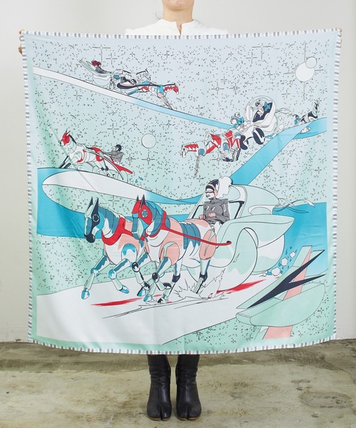 SHIZUTA(シズタ)の「SZT:SHIZUTA 110cm×110cm 超大判スカーフ(バンダナ/スカーフ・レディース・ミント/イエロー/オレンジ/マルチ/オフホワイト/ベビーピンク・FREE)」の11枚目の写真