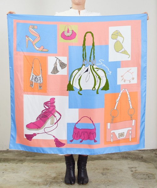 SHIZUTA(シズタ)の「SZT:SHIZUTA 110cm×110cm 超大判スカーフ(バンダナ/スカーフ・レディース・ミント/イエロー/オレンジ/マルチ/オフホワイト/ベビーピンク・FREE)」の17枚目の写真