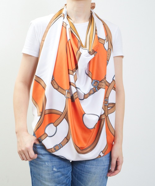 SHIZUTA(シズタ)の「SZT:SHIZUTA 110cm×110cm 超大判スカーフ(バンダナ/スカーフ・レディース・ミント/イエロー/オレンジ/マルチ/オフホワイト/ベビーピンク・FREE)」の21枚目の写真